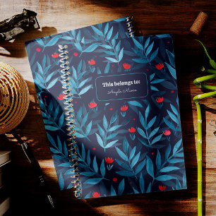 Carnet Jardin de nuit Watercolor personnalisable - turquo