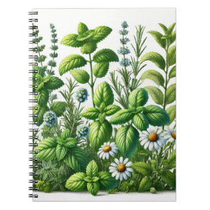 Carnet Jardin de plantes aromatiques de menthe, de basili