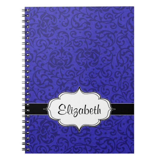 Carnet Jardin de Tudor Bleu Cobalt Damas florales (Devant)