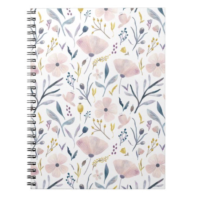 Carnet Jardin des fleurs rose et bleu Pastel Motif (Devant)
