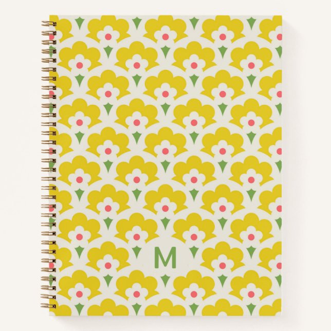 Carnet Jardin Fleur Jaune Retro Motif (Devant)