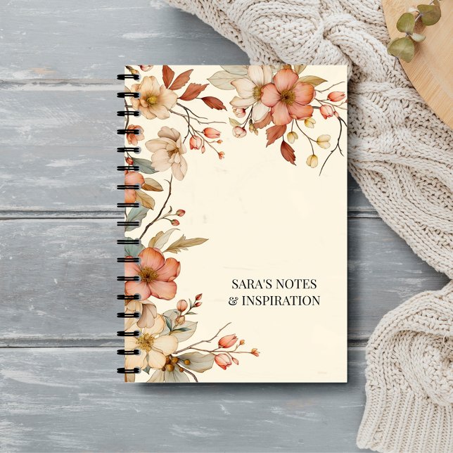 Carnet Jardin floral d'automne personnalisé naturel (Créateur téléchargé)