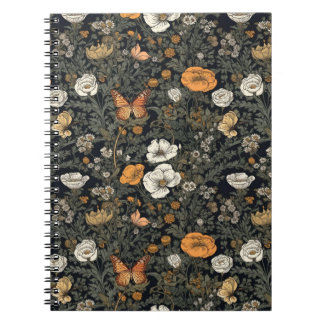 Carnet Jardin floral de Cottagecore avec papillons