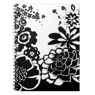 Carnet Jardin floral noir et blanc Motif graphique