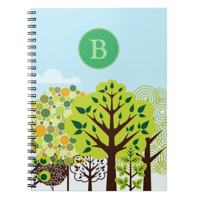 Carnet Jardin forestier moderne Art Vert Nature Monogramm (Devant)