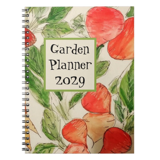 Carnet Jardin Planner avec aquarelle de légumes (Devant)