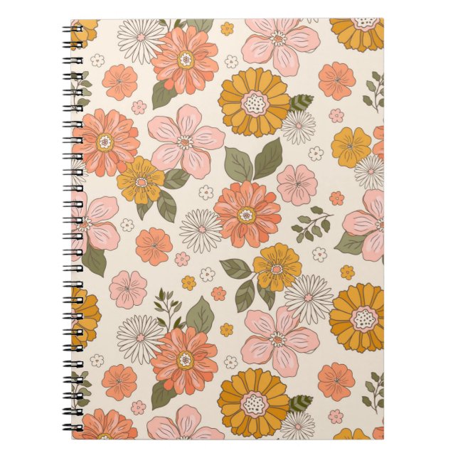 Carnet Jardin rose et orange Motif (Devant)