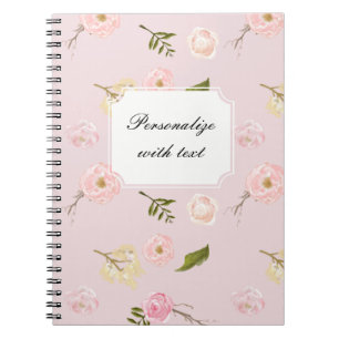 Carnet Jardin rose romantique Aquarelle Florale