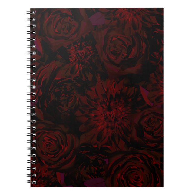 Carnet Jardin sombre fleurs romantiques rouges gothique g (Devant)