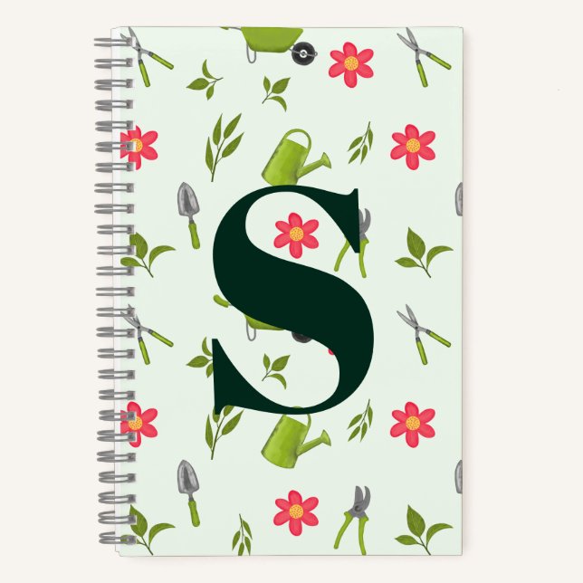 Carnet Jardin vert Monogramme personnalisé (Recto)