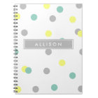 Carnet jaune et gris turquoise de monogramme de