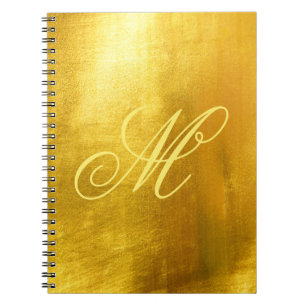 Carnet Jaune Feuille Dorée Brillante Faux Monogramme Fant