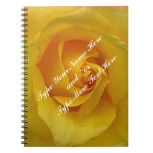 Carnet Jaune Livre de Rose romantique personnalisé (Devant)