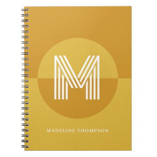 Carnet Jaune Moutarde Chic Géométrique Monogramme Moderne