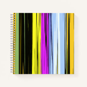 Carnet Jaune Vert Bleu Violet Noir Rayures Verticales