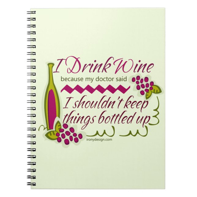 Carnet Je bois la citation drôle de vin (Devant)