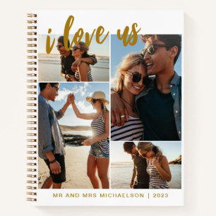 Carnet Je nous aime Script Photo Collage Or et blanc