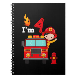 Carnet Je suis 4e anniversaire Boy Fire Engine Truck Todd