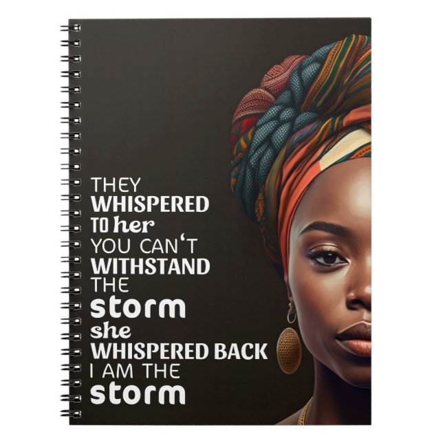 Carnet Je Suis La Tempête Afro Forte Femme D'Affaires Mèr (Devant)