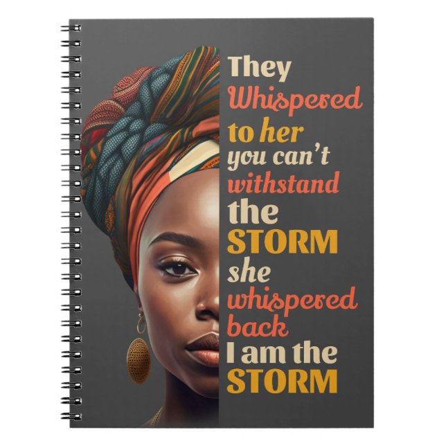 Carnet Je Suis La Tempête Afro Forte Femme D'Affaires Mèr (Devant)