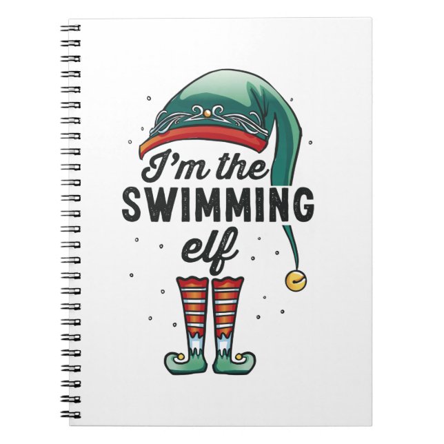 Carnet Je suis l'Elfe de la natation Noël Cadeau Noël Noë (Devant)