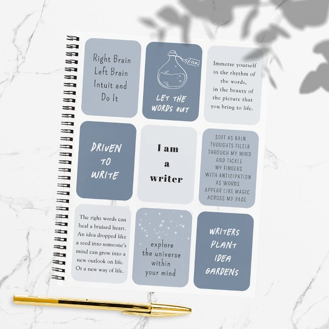 Carnet Je suis un écrivain Citations Motivationnelles (I Am a Writer Shades of Blue Motivational Quotes Spiral Notebook)