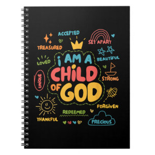 Carnet Je suis un enfant de Dieu Christian Retro Jésus Fo