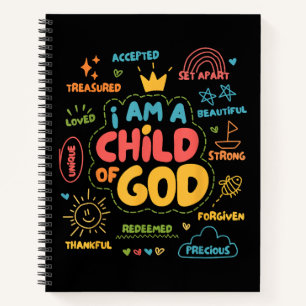 Carnet Je suis un enfant de Dieu Christian Retro Jésus Fo