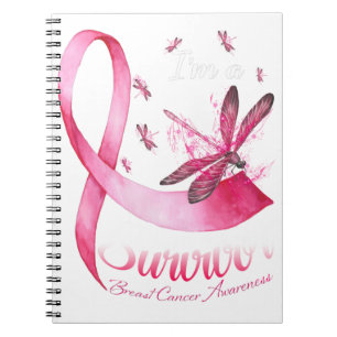 Carnet Je suis Un Survivant Dragonfly Pink Ribbon Cancer 