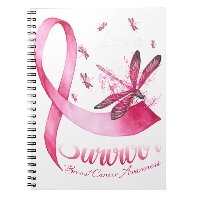 Carnet Je suis Un Survivant Dragonfly Pink Ribbon Cancer  (Devant)