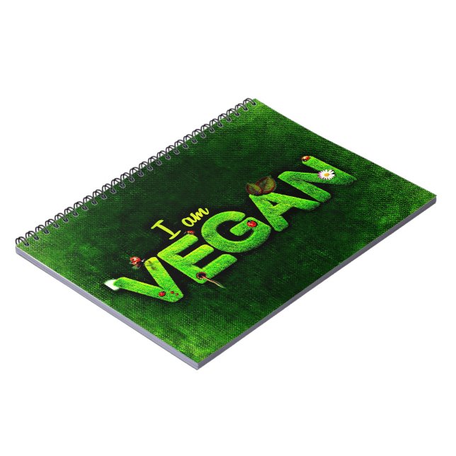 Carnet Je Suis Vegan Écrit Avec Une Texture De Nature Gra (Côté gauche)