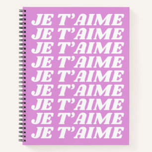 Carnet Je t'aime   Français Je t'aime   Rose violet migno