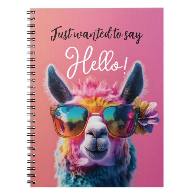 Carnet Je voulais juste dire Hello coloré Llama design (Devant)
