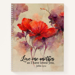 Carnet Jean 15:12 Aimez-Vous Une Autre Bible Verse Rouge 