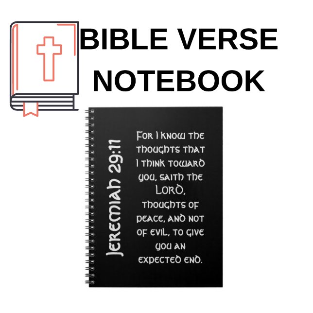 Carnet Jérémie noire moderne 29:11 Verse de la Bible (Add Your Favorite Bible Verse)