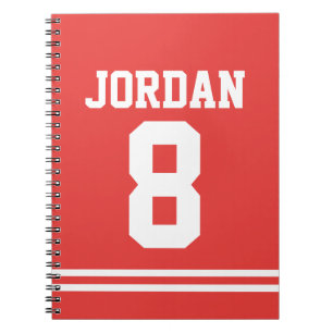 Carnet Jersey de football rouge avec nom et numéro person