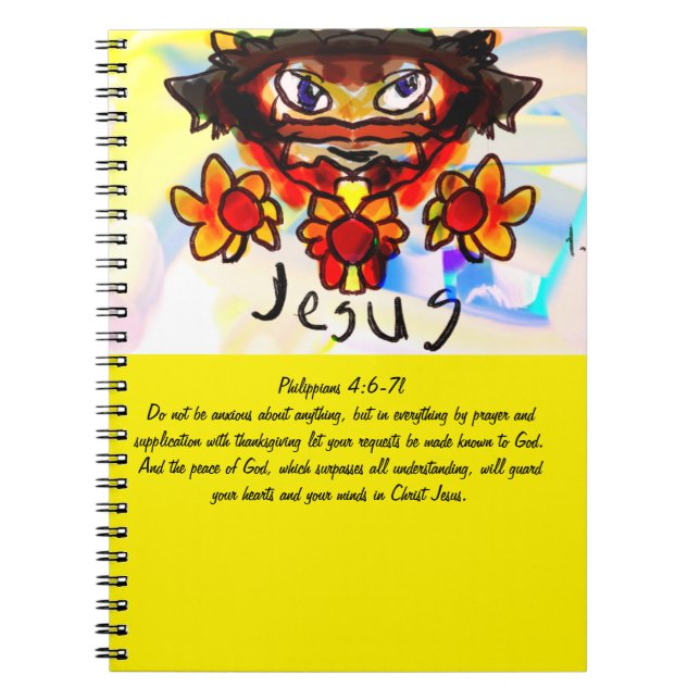 Carnet jésus avec tournesol géant aimant tasse de café (Devant)