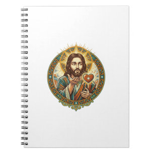 Carnet Jésus envoie un baiser Cœur rouge Bouton J'aime Hu