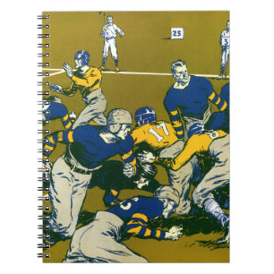 Carnet Jeu de football vintage, équipes or contre bleu