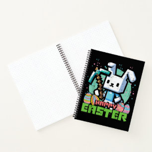 Carnet Jeu de pixels de lapin de Pâques heureux 