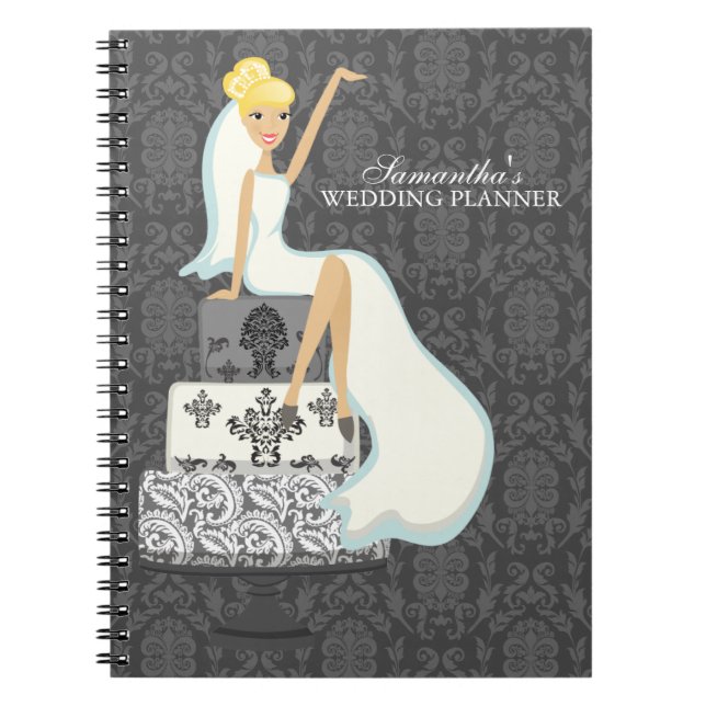 Carnet Jeune mariée blonde sur le gâteau de mariage (Devant)