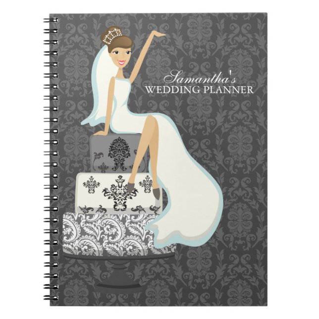 Carnet Jeune mariée de brune sur le gâteau de mariage (Devant)