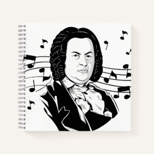 Carnet Johann Sebastian Bach Portrait et buste avec notes