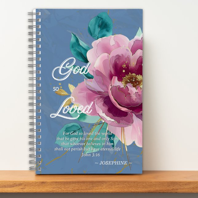 Carnet John 3:16 Aquarelle rose Floral Christian (Créateur téléchargé)