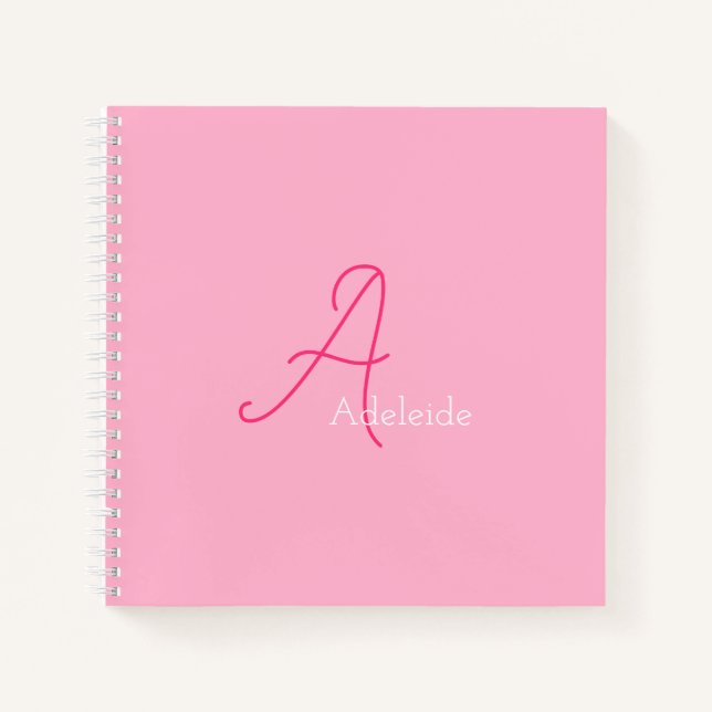 Carnet Joli Amusement Moderne Unique Fille Rose Monogramm (Devant)