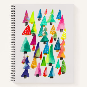 Carnet Joli aquarelle arbres de Noël