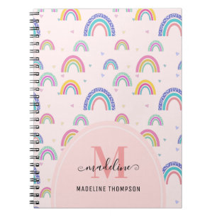 Carnet Joli arc-en-ciel Script Monogramme Boho rose