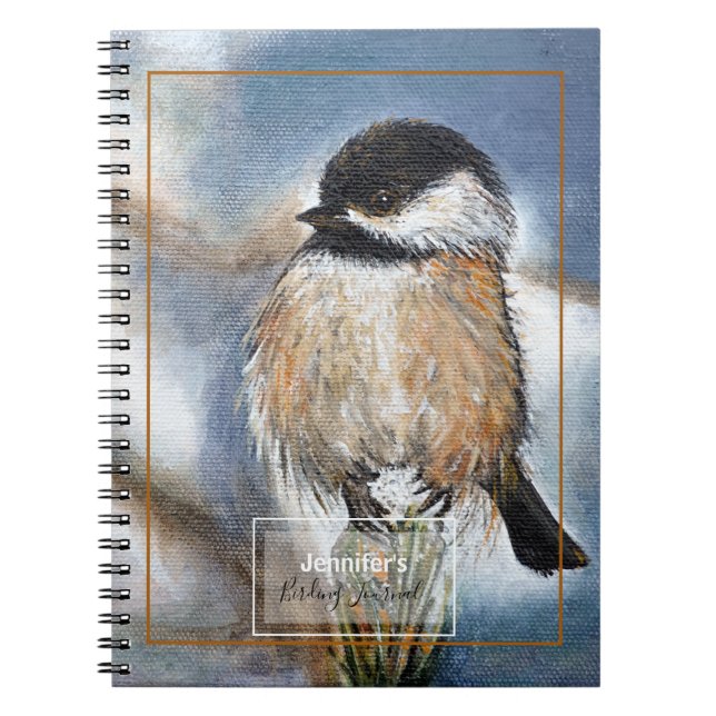 Carnet Joli Art Chickadee Avec Nom (Devant)