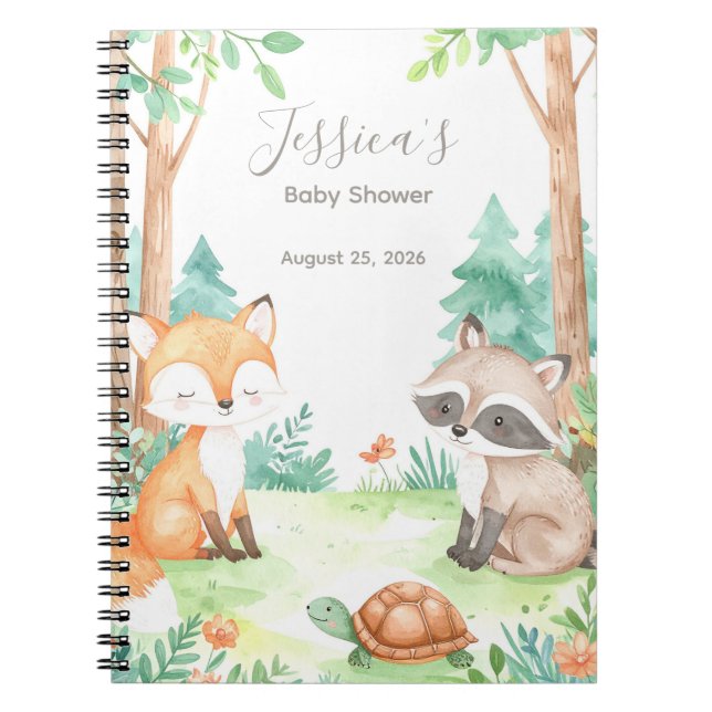 Carnet Joli Baby shower Woodland thème cadeau (Devant)