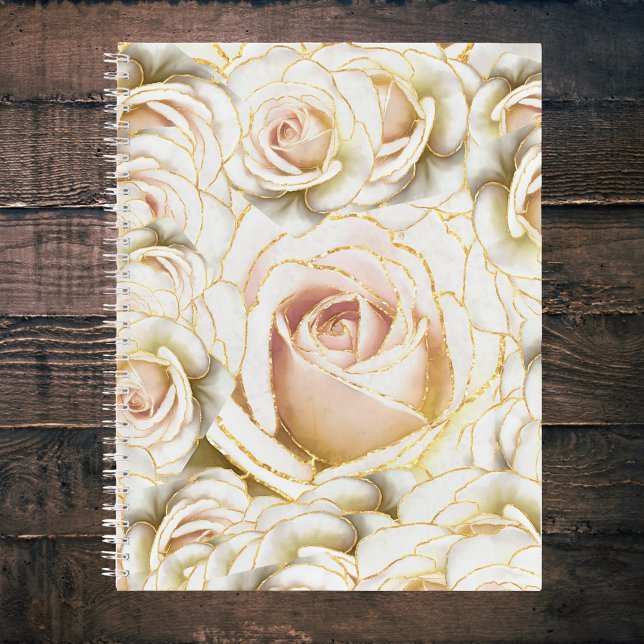 Carnet Joli blanc et rose Roses de la Glitterie Melange (Créateur téléchargé)